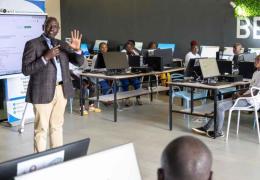File Image of President Ruto in Kitale Town when he officially opened the Trans-Nzoia Community ICT Hub.